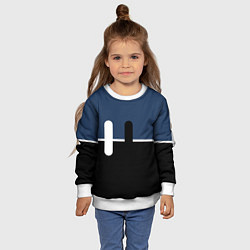 Свитшот детский Простая абстракция сине-чёрный с белым, цвет: 3D-белый — фото 2