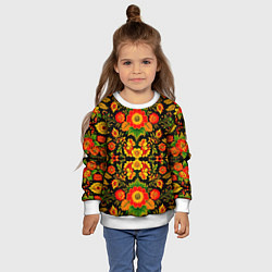 Свитшот детский Русская хохломская роспись, цвет: 3D-белый — фото 2
