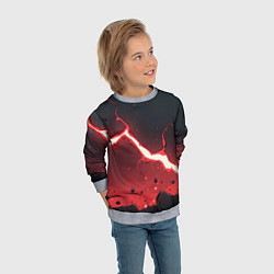 Свитшот детский Красная молния на черной текстуре, цвет: 3D-меланж — фото 2