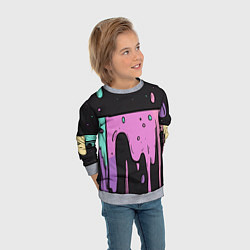 Свитшот детский Стекающая краска текстура, цвет: 3D-меланж — фото 2