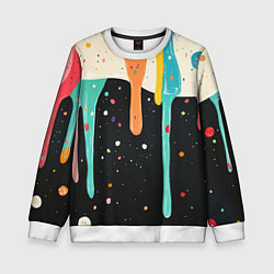 Свитшот детский Разноцветные капли текстура, цвет: 3D-белый