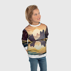 Свитшот детский Рассвет над горным озером, цвет: 3D-белый — фото 2
