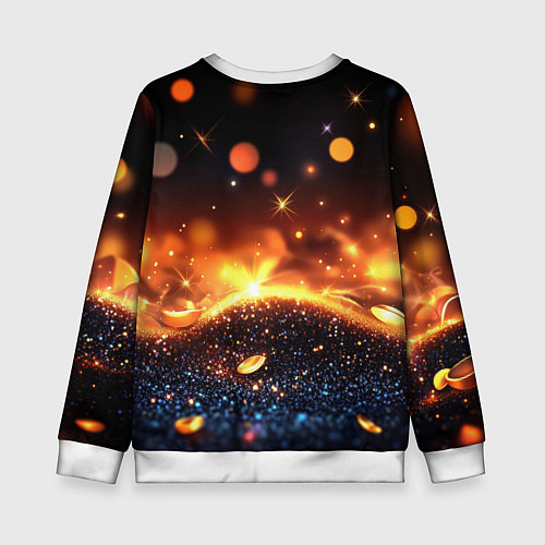 Детский свитшот Оранжевое боке на черном / 3D-Белый – фото 2