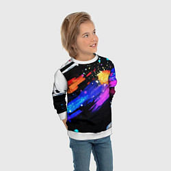 Свитшот детский Разноцветные блестящие кляксы - текстура, цвет: 3D-белый — фото 2