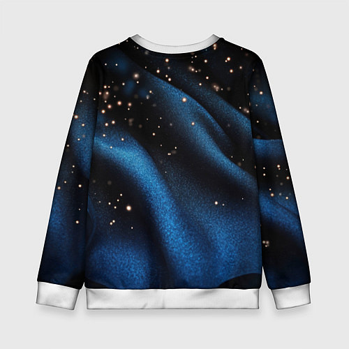 Детский свитшот Синяя волнистая текстура на черном / 3D-Белый – фото 2