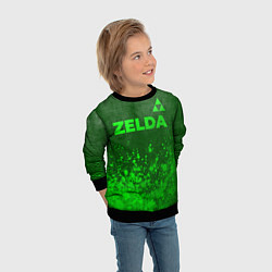 Свитшот детский Zelda - green gradient посередине, цвет: 3D-черный — фото 2