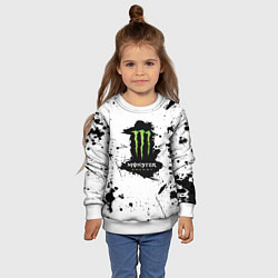 Свитшот детский Monster energy брызги красок, цвет: 3D-белый — фото 2