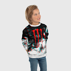Свитшот детский Monster energy огонь глитч, цвет: 3D-белый — фото 2