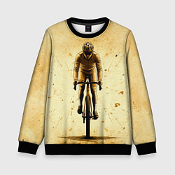 Свитшот детский Трековый велосипедист на бежевом, цвет: 3D-черный