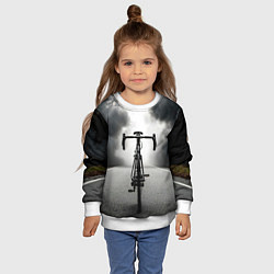 Свитшот детский Шоссейный велосипед в черном дыму, цвет: 3D-белый — фото 2