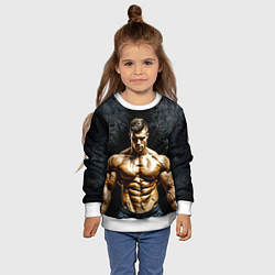 Свитшот детский Бодибилдер на черном, цвет: 3D-белый — фото 2