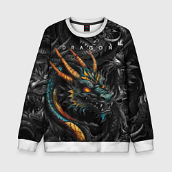 Свитшот детский Японский дракон татуировка, цвет: 3D-белый