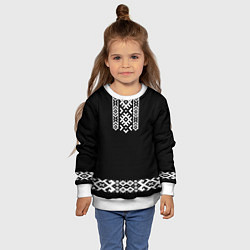 Свитшот детский Славянский орнамент и узор на черном - вышиванка р, цвет: 3D-белый — фото 2
