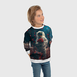 Свитшот детский Космонавт с букетом роз, цвет: 3D-белый — фото 2