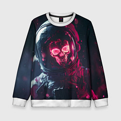 Свитшот детский Красный череп в скафандре космонавта, цвет: 3D-белый