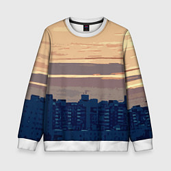 Свитшот детский Городской пейзаж стилизованный, цвет: 3D-белый