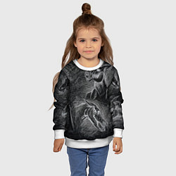 Свитшот детский Черепа лошадей - эскиз, цвет: 3D-белый — фото 2