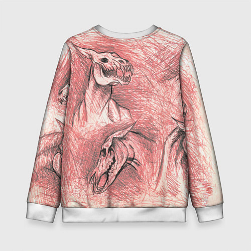 Детский свитшот Черепа лошадей - эскиз / 3D-Белый – фото 2