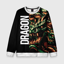 Свитшот детский Татуировка дракона ирезуми, цвет: 3D-белый