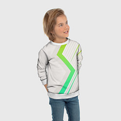 Свитшот детский Color white line green, цвет: 3D-белый — фото 2