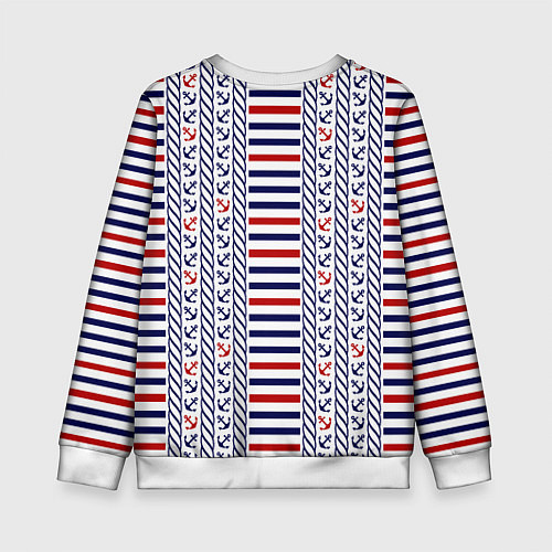 Детский свитшот Полосатый морской орнамент с якорями / 3D-Белый – фото 2