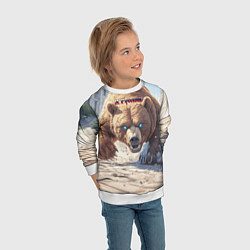 Свитшот детский Русский медведь наступает, цвет: 3D-белый — фото 2