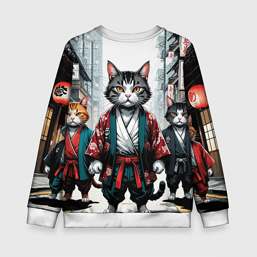 Детский свитшот Коты якудза / 3D-Белый – фото 2