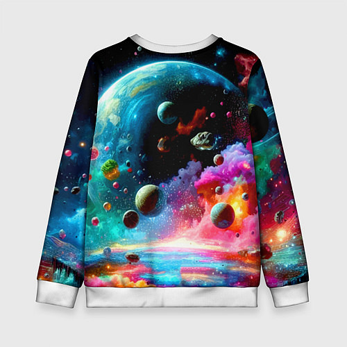 Детский свитшот Том и Джерри летят в ракете - нейроарт / 3D-Белый – фото 2