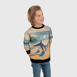 Свитшот детский Тралалеро тралала мем, цвет: 3D-черный — фото 2