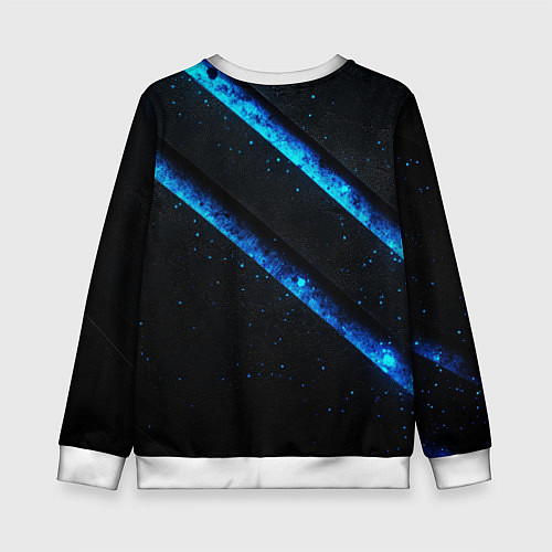Детский свитшот Синий неоновый герб России / 3D-Белый – фото 2
