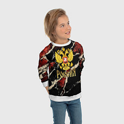 Свитшот детский Россия - черно-красный фон, цвет: 3D-белый — фото 2