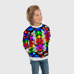 Свитшот детский Geometry dash neon gradient, цвет: 3D-белый — фото 2