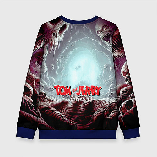 Детский свитшот Том и Джерри в пещере ужасов - хэллоуин / 3D-Синий – фото 2