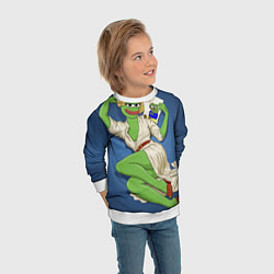 Свитшот детский Девушка лягушка Пепе, цвет: 3D-белый — фото 2