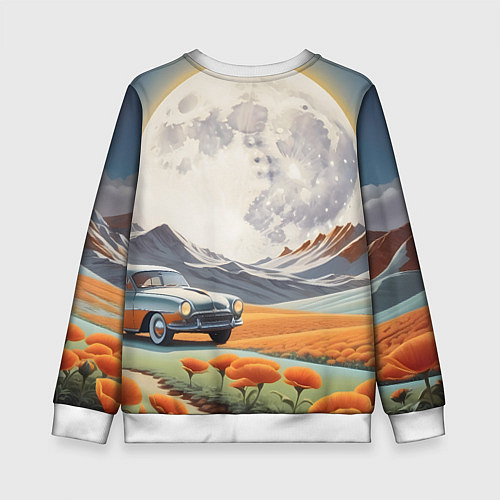 Детский свитшот Луна и автомобиль / 3D-Белый – фото 2