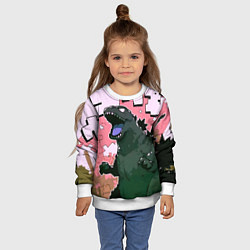 Свитшот детский Годзилла рычит, цвет: 3D-белый — фото 2