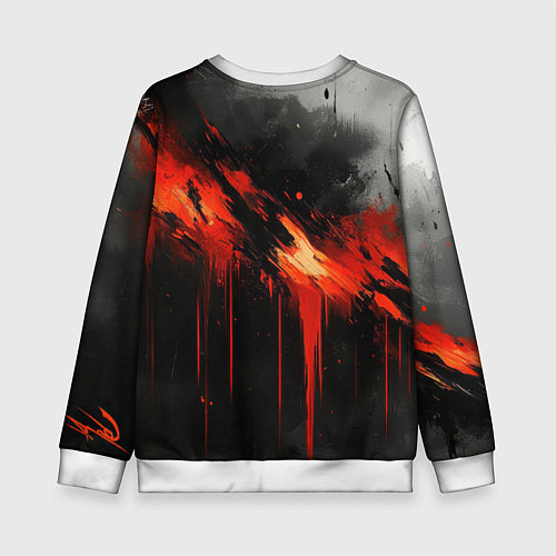 Детский свитшот Герб России - красная краска на черном / 3D-Белый – фото 2