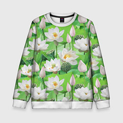 Свитшот детский Озеро лотосов, цвет: 3D-белый