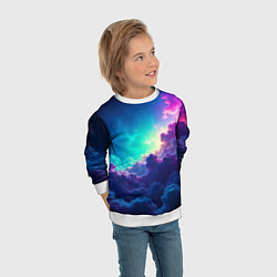 Свитшот детский Неоновые космические облака, цвет: 3D-белый — фото 2