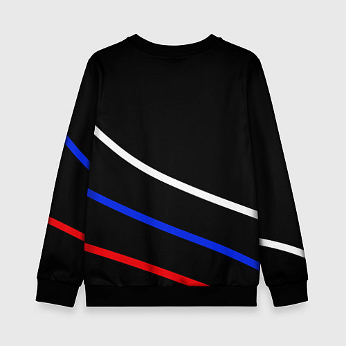 Детский свитшот Россия чёрный с полосами бело-сине-красные / 3D-Черный – фото 2