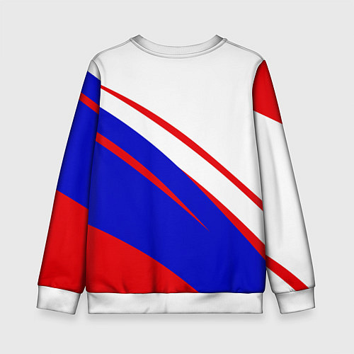 Детский свитшот Герб на фоне цветов флага бело-сине-красный / 3D-Белый – фото 2
