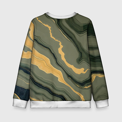 Детский свитшот Оливковый мрамор / 3D-Белый – фото 2