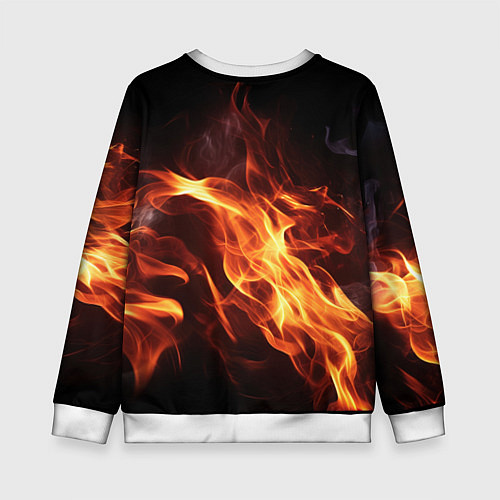Детский свитшот ACDC на фоне огня / 3D-Белый – фото 2