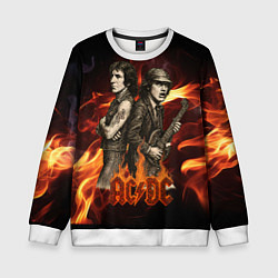 Детский свитшот ACDC на фоне огня