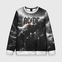 Свитшот детский ACDC металлический лого черно-белая текстура, цвет: 3D-белый
