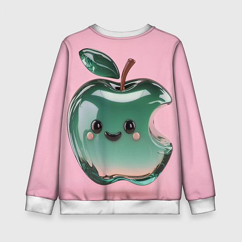 Детский свитшот Кавайное яблоко / 3D-Белый – фото 2