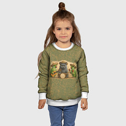 Свитшот детский Надежды маленький оркестрик в оливковом, цвет: 3D-белый — фото 2