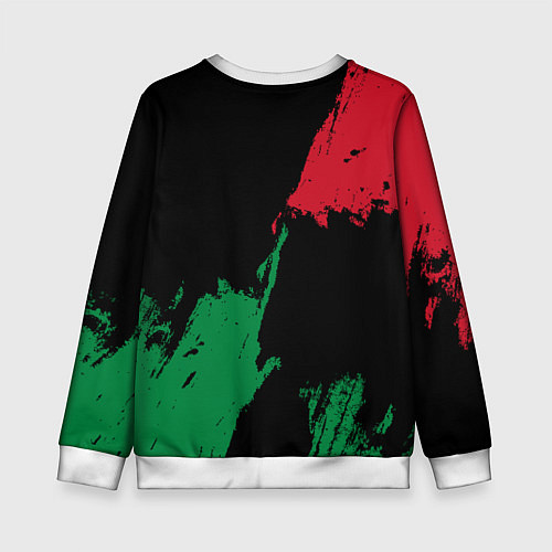 Детский свитшот Чикаго Блэкхокс - брызги красок / 3D-Белый – фото 2