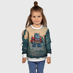 Свитшот детский Гиппоптимус Прайм - бегемот трансформер, цвет: 3D-белый — фото 2
