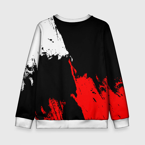 Детский свитшот Детройт Ред Уингз - брызги краска на черном фоне / 3D-Белый – фото 2